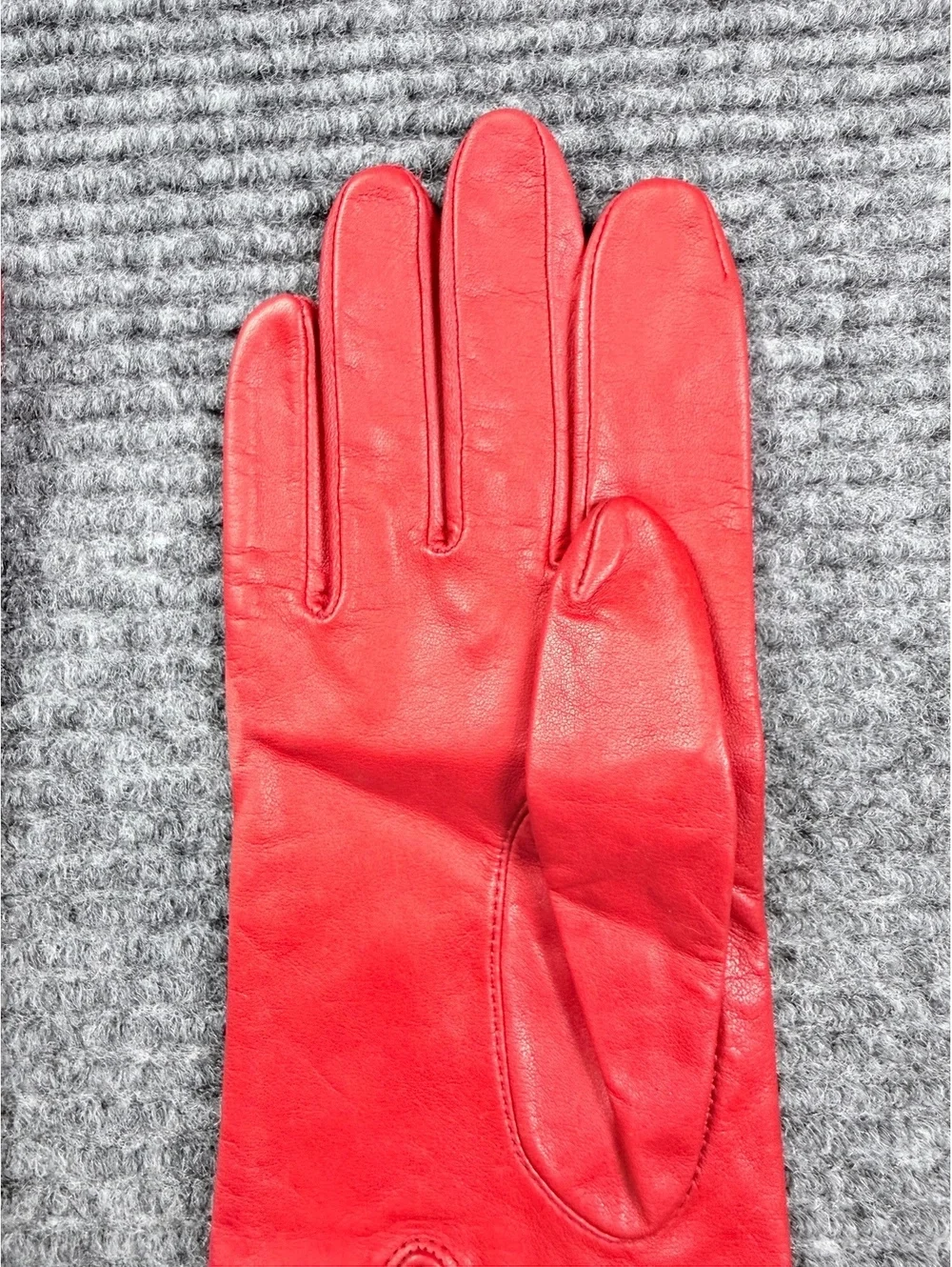 Vintage Red Leather Dress Gloves Size 8 Nylon Lined Women’s